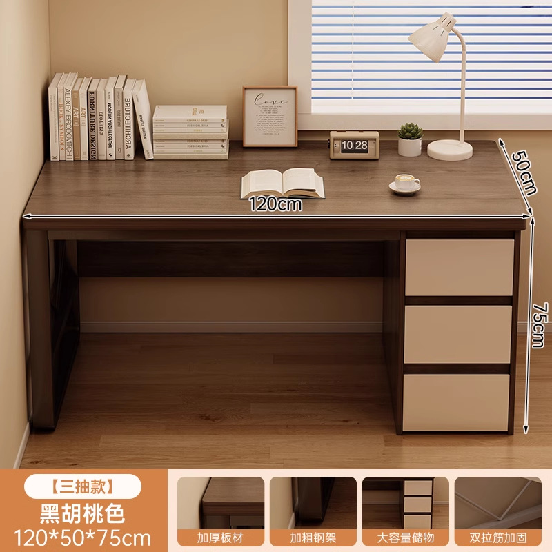 Escritorio de computadora de escritorio con cajones Escritorio doméstico dormitorio Estudiante escritorio de estudio de alquiler de escritorio de barra simple