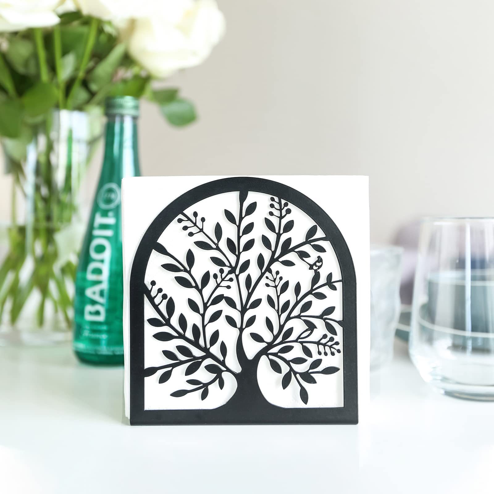 跨境简约轻奢餐巾架厨房餐厅酒店纸巾收纳架金属立式家居桌面装饰