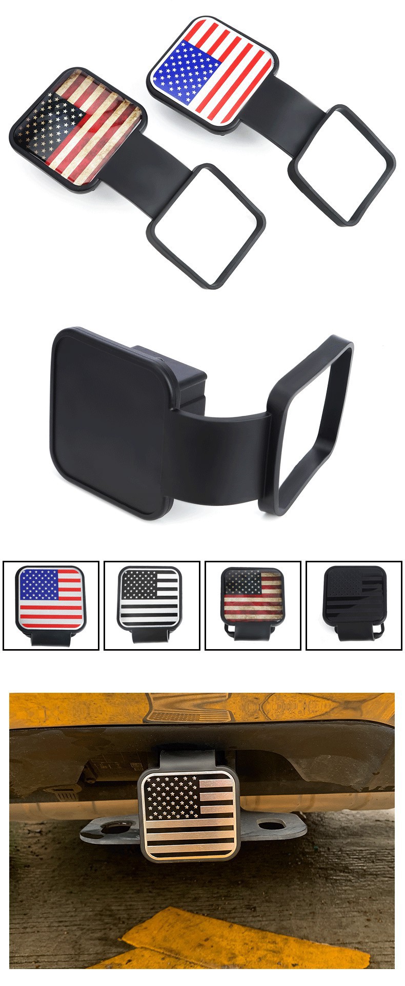Cross-Border Car Modification Parts: Dust Cover for Trailer Hitch, Square Port Protective Cover, 2-Inch 51mm Towing Cover
