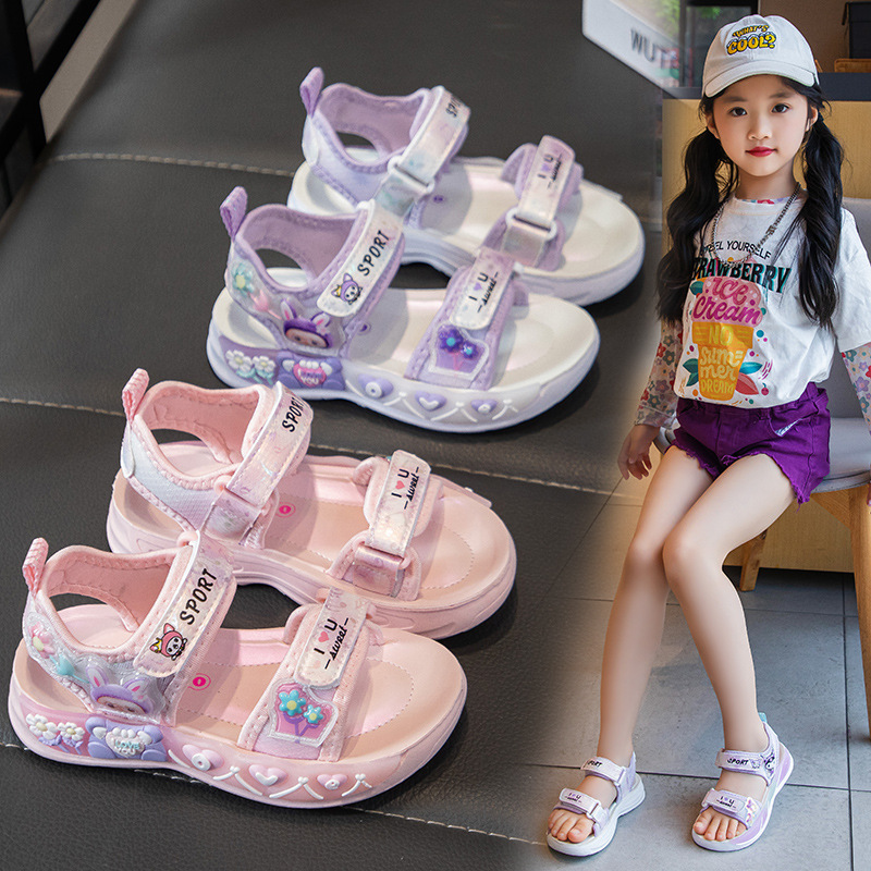 Sandalias de Playa Estilo Princesa para Niña de Cuero Artificial, Ligeras y Antideslizantes, para Playa y Diario