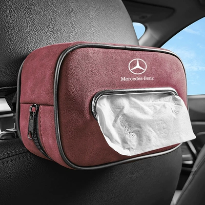 GLB GLA, Car tissue box/set - mercedes-benz-burgundy-metal-paper-mouth-suede