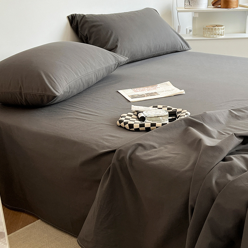 Sábanas de algodón lavado de color sólido de algodón pieza única 100 sábanas de algodón puro para dormir desnudas cama individual dormitorio individual doble traje de tres piezas 3