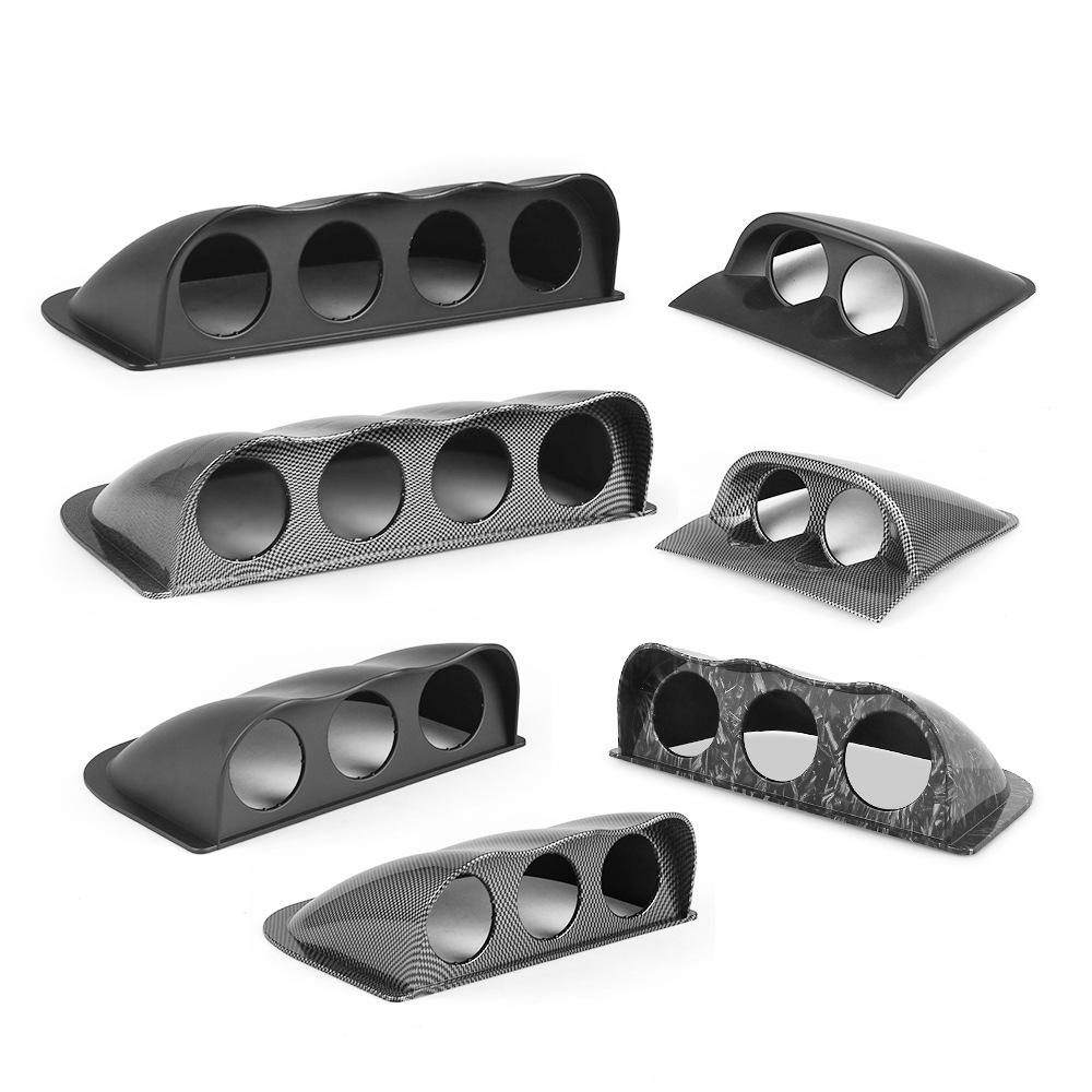 Car Modification Instrument Panel Cover 2inch Black Carbon Pattern 52mm Dual-Hole, Three-Hole, Four-Hole Instrument Panel Cover Stand