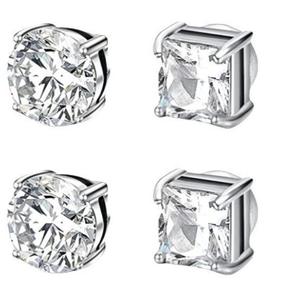 Cross-border 4-piece stainless steel earring set with magnets, suitable for those without pierced ears, including ear studs and ear clips, available on Amazon and Temu