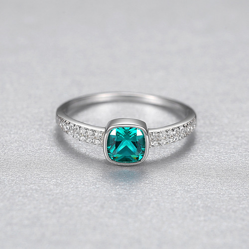 PAG&MAG cross-border new product S925 sterling silver ring artificial colored gem emerald ins fashion women's ring