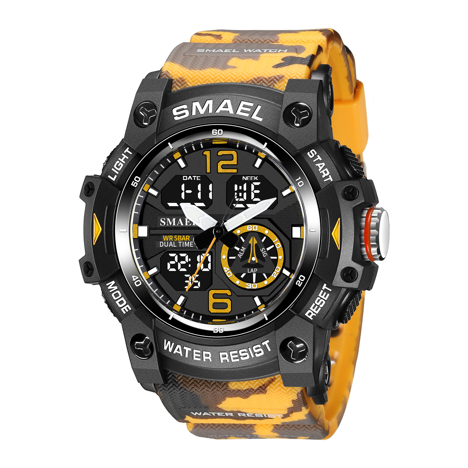 Smael Smar 8007 camuflaje serie reloj electrónico hombres deportes al aire libre impermeable multifuncional reloj electrónico