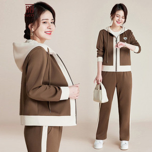 Middle-aged mother spring sports suit western style plus size casual top 2024 new middle-aged coat women's spring and autumn