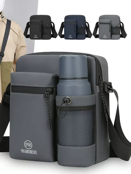 Japan Gp Men's Business Casual Lightweight Multi-Layer Shoulder Bag for Water Bottle and Cup Commuting to Work Crossbody Small Backpack