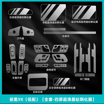 for Zeekr 9X Wheel Hub: Car interior film - ji-krypton-9x-low-configuration-full-set-four-screen-ultra-clear-crystal-diamond-tempered-film