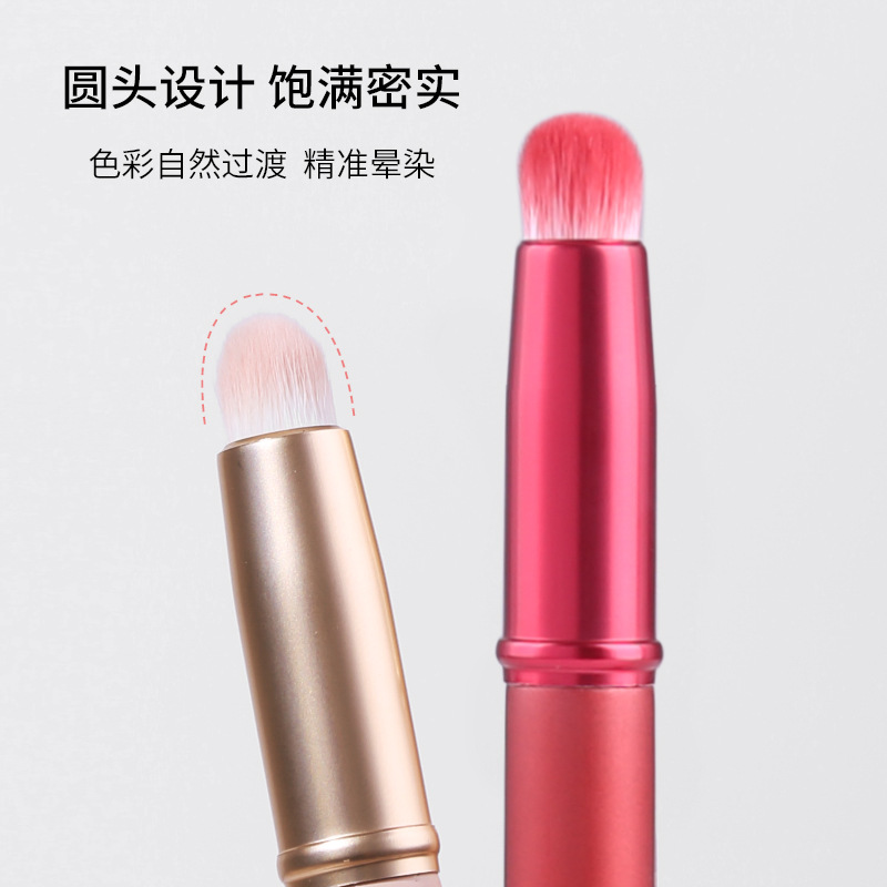 Cepillo de labios de cabeza redonda cabeza doble portátil con tapa cepillo de lápiz labial a prueba de polvo herramientas de belleza manchas de labios corrector cepillo de maquillaje especial