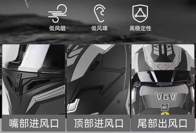 2025 New VGV Motorcycle Helmet Dual Lens Full Face 3C Certified