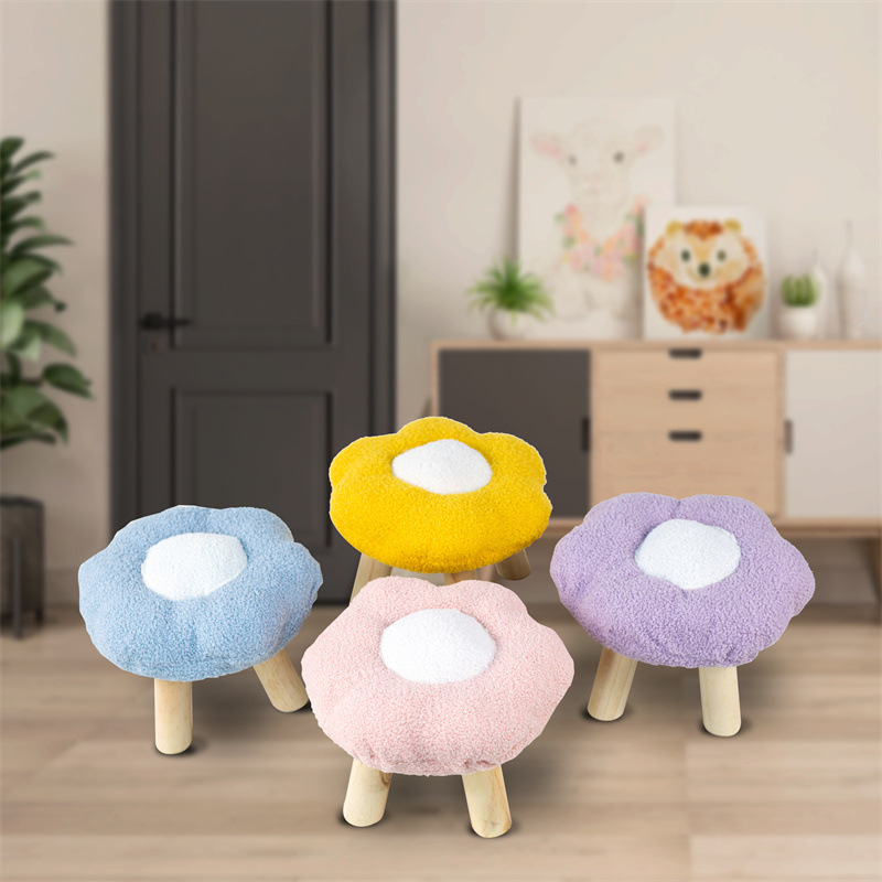 Flower Small Stool Low stool for family use Home Furnishing Stool Home Small Wooden Bench Fabric Children Cute Door Shoe Changing Bench