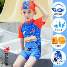 新款连体儿童泳衣男童泳裤中大童小童宝宝可爱卡通男孩游泳装