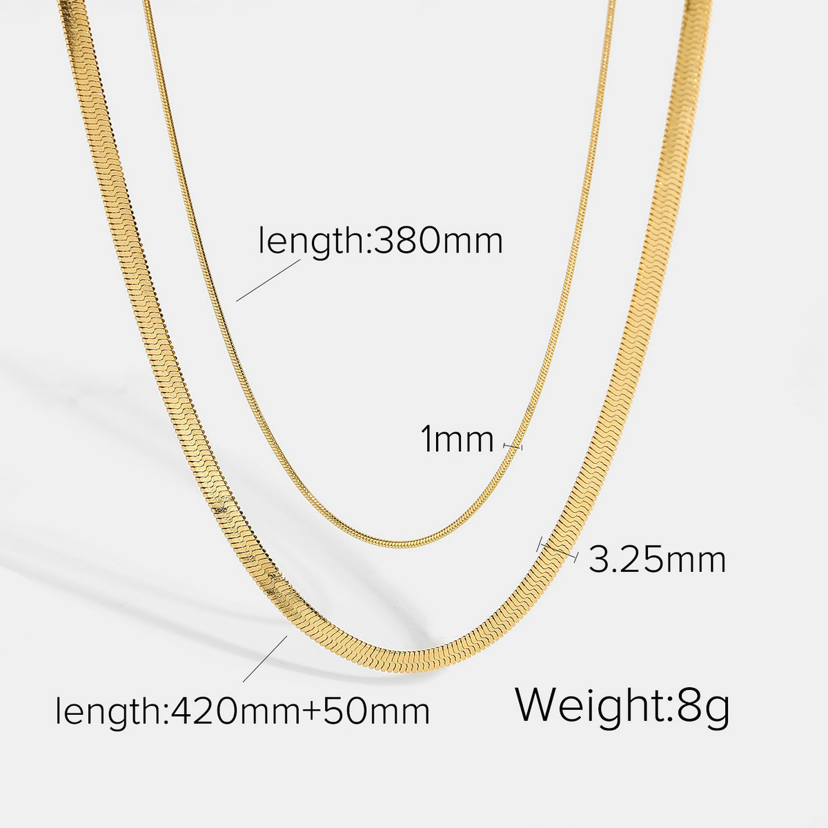 Simple Double Snake Chain Gold-plated Stainless Steel Necklace display picture 8
