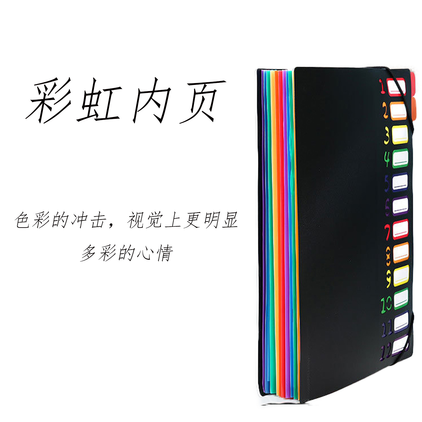 A4 carpeta libro de datos de carpeta de papel de prueba de estudiante arco iris página de clasificación pp carpeta de archivo carpeta de 12 capas de inserción de almacenamiento