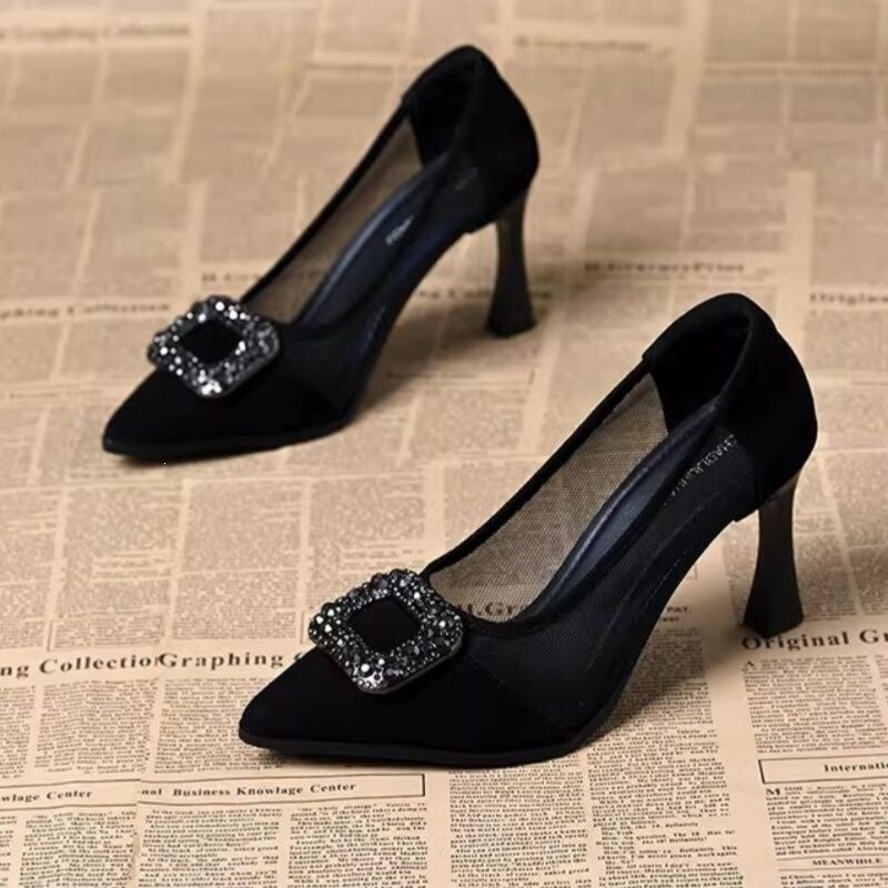 2026 New Spring and Summer Stiletto Sandals, French Style, Suitable for Skirts, Comfortable Shoes, Breathable Mesh High Heels for Women