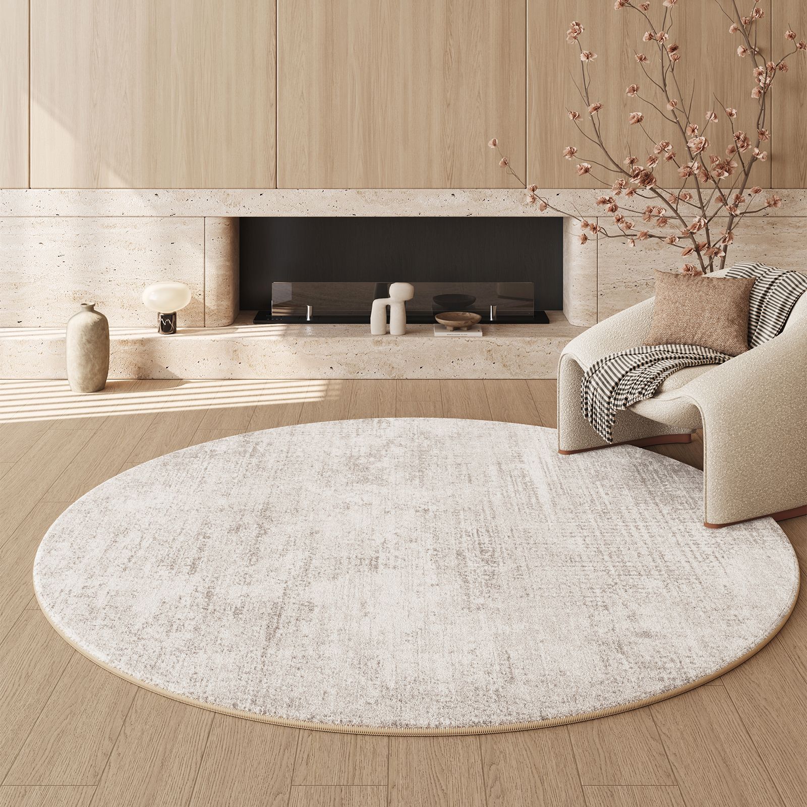 Alfombra de sala de estar simple redonda imitación de alfombra de cachemira alfombra doméstica fácil de cuidar alfombra de gran área de sofá de mesa de té