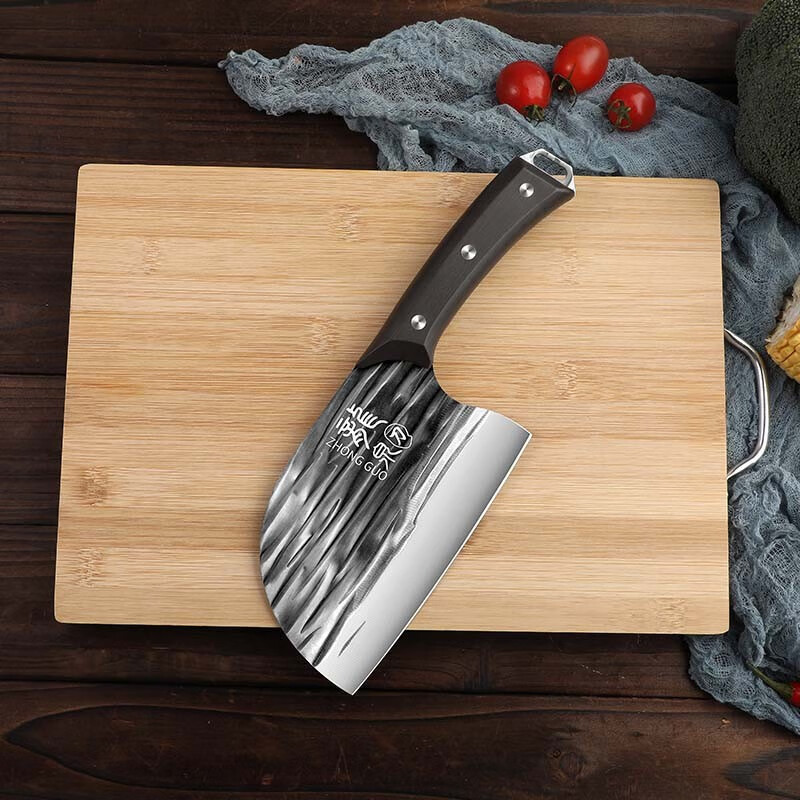 Longquan hueso forjado imitación cuchillo de cocina conjunto de tablero de verduras herramienta de corte de carne de doble propósito combinación de ondas cortar cortar cortar mango de madera cortar verduras