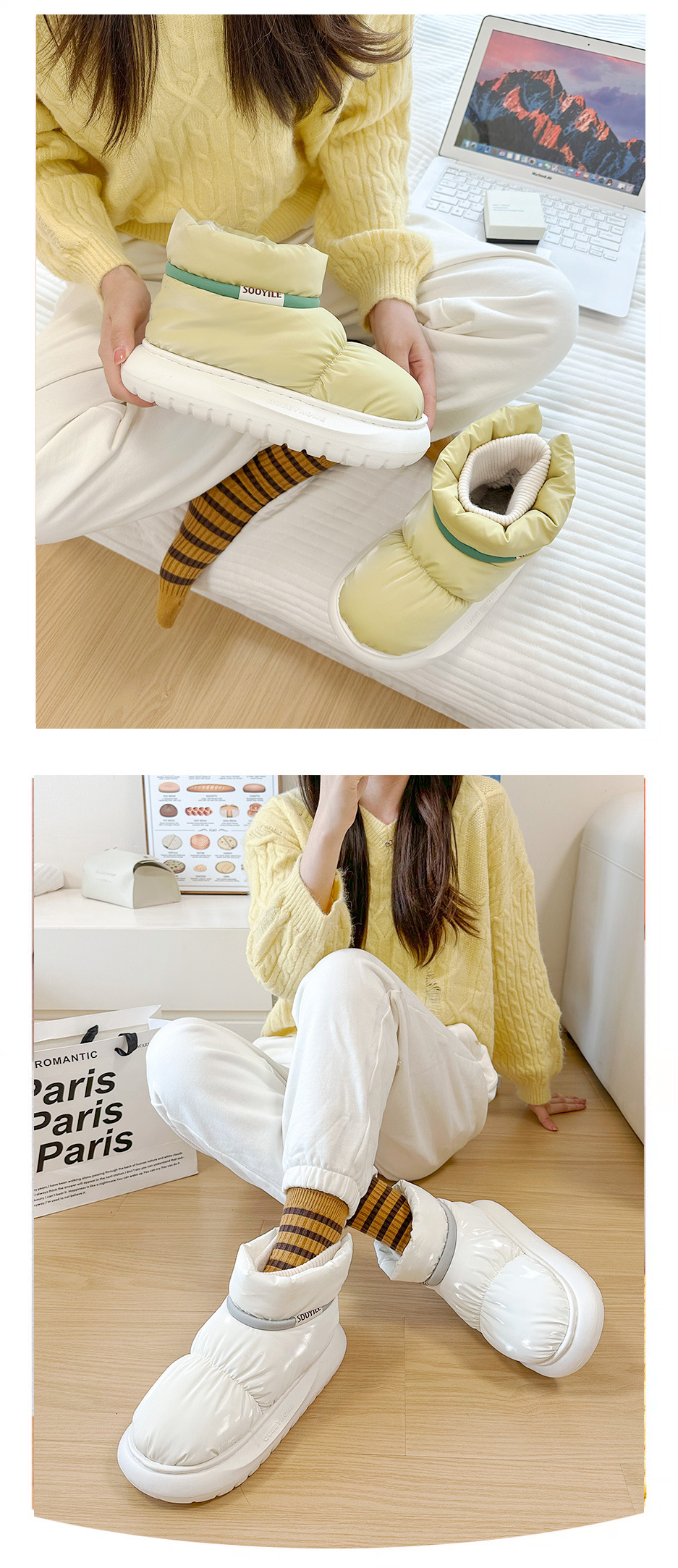 Pantofole antiscivolo leggere per interni da donna in velluto di peluche con punta chiusa regolabile per camera da letto autunnale_voghion.com