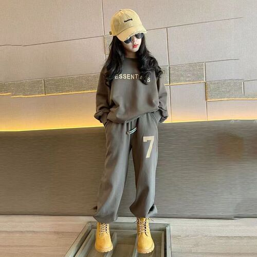 Autumn girls' suits, spring and autumn, medium and large children's long-sleeved sweatshirts, casual pants, female students' sportswear, two-piece suits
