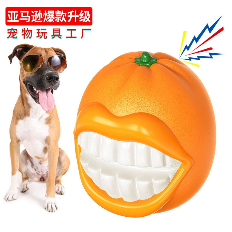 Товары для домашних животных Фабрика оптовая компания популярная Amazon звук шлифовальный мяч собака зубная щетка странная оранжевая игрушка собака