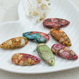 15x35x6mm��Ȼʯ�ۻ�ʯˮ���Ή���Ⱦɫ�����Ɇο׵��� ���ƷDIY