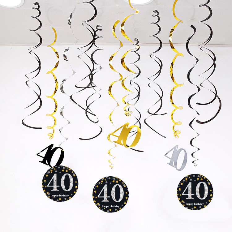 Fiesta de cumpleaños de Amazon Colgante en espiral de PVC de 12 piezas 30 años 40 años 50 años 60 años Decoración de cumpleaños