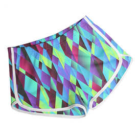 跨境女式沙滩裤Womens beach pants外贸短裤运动3d印花来图定制
