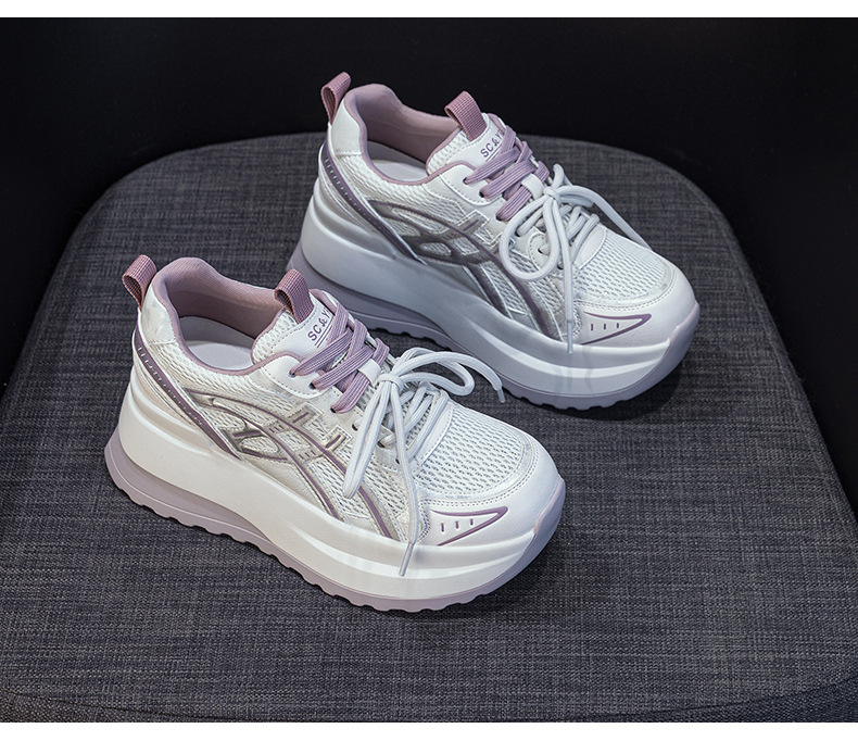 Giày sneaker nữ đế dày phong cách cổ điển, tăng chiều cao, thoải mái — Vàng 5053, Xám 5053, Tím 5053 chi tiết 28