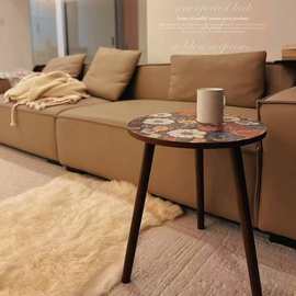 曼陀罗边几茶几沙发边柜北欧图案网红卧室小圆桌客厅角几床头桌子