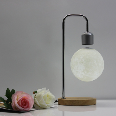 国外爆款一件代发ins简约风磁悬浮月球灯无线手机充电氛围月球台