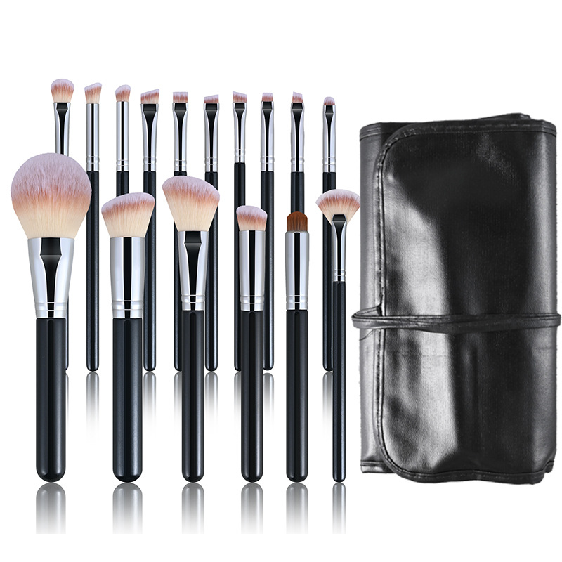 Fábrica al por mayor-blanco cremoso pinceles de maquillaje traje en forma de abanico 24 champán herramientas de maquillaje pelo sintético