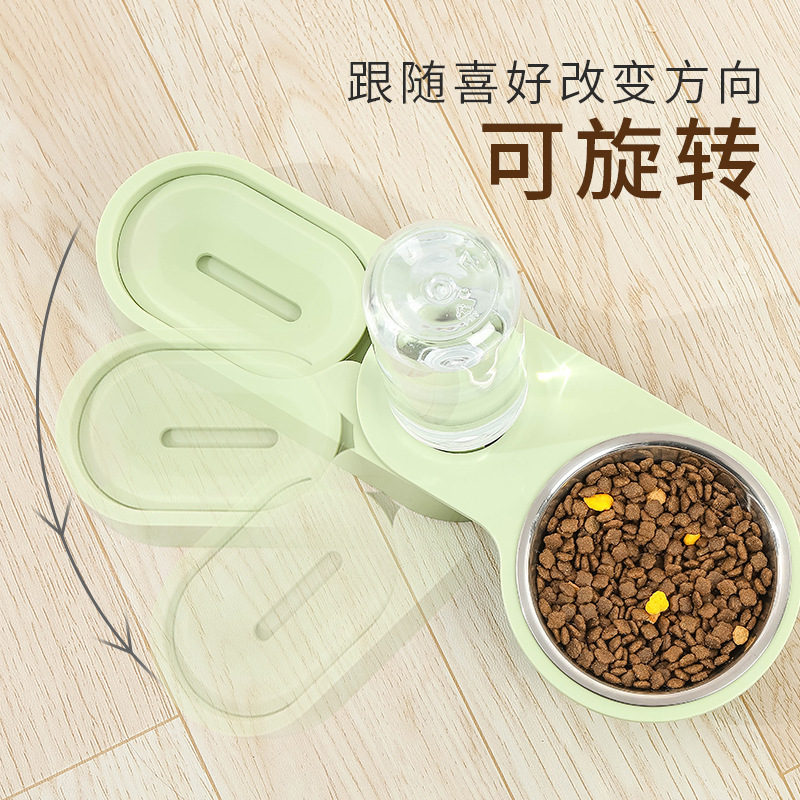Nuevo tazón de perro de esquina mediano y pequeño tazón de comida para perros tazón de gato dispositivo automático para beber gato suministros para mascotas de acero inoxidable doble tazón