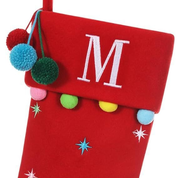クリスマス刺繍アルファベットウールクリスマス靴下ベルベット付き|undefined