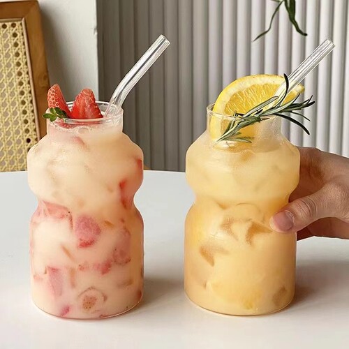 Manufacturer wholesale creative Insta yogurt glass cups borosilicate milk tea drink cups coffee cups cold drink cups