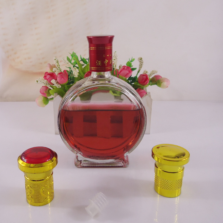 扁瓶250ml玻璃酒瓶玻璃瓶白酒瓶半斤自酿保健酒药酒瓶子空瓶批发