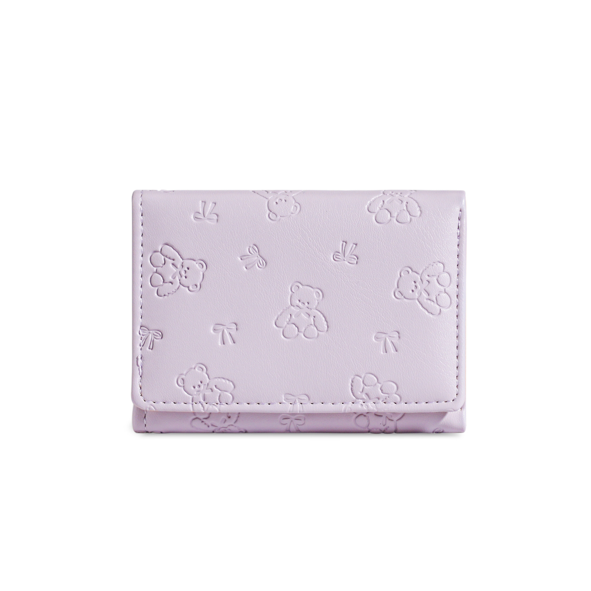 W-3405 : Portefeuille trois volets basique - Violet clair