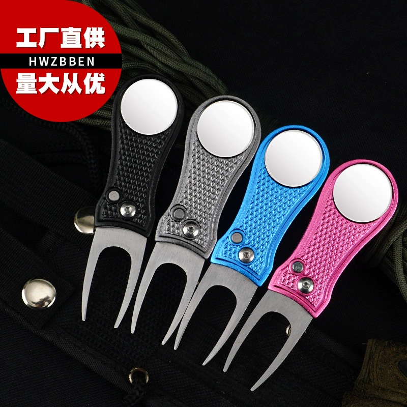 Оптовая продажа: складной инструмент для ремонта газонов GOLF с алюминиевой ручкой, пружинный, для гольф-полей, деловой подарок