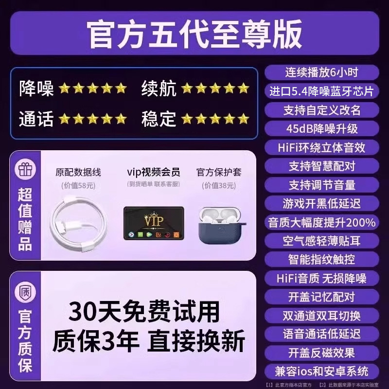 2025 nuevo auriculares Bluetooth inalámbricos de seis generaciones Huaqiang Bei para Apple 16 teléfonos 15pro2 al por mayor
