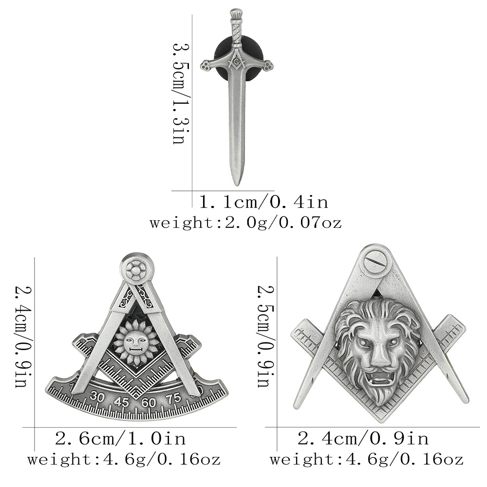 Spilla massonica da uomo leone spada e teschio set spille metallo_voghion.com