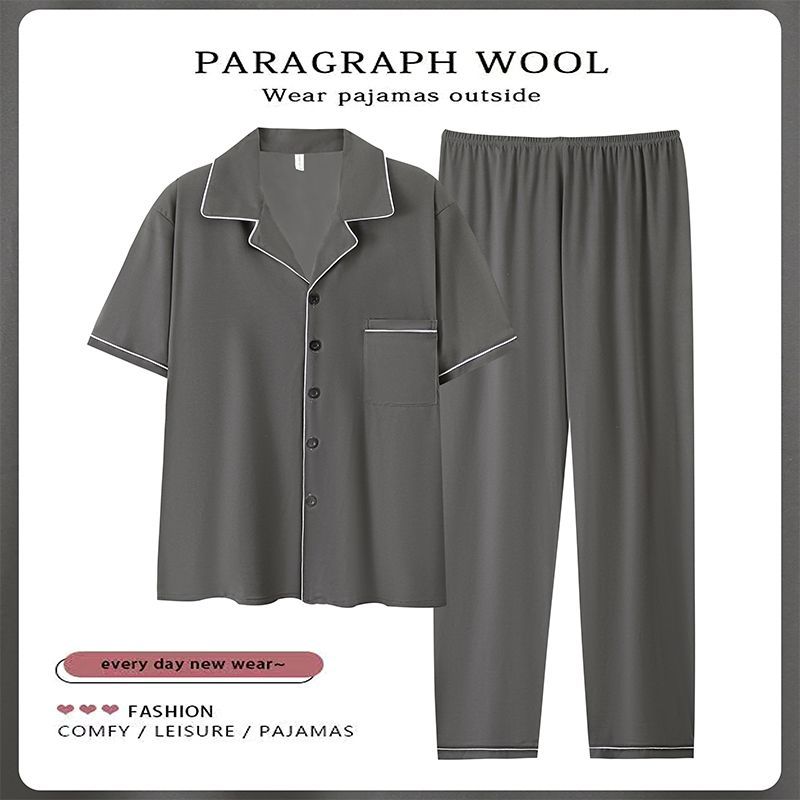 100% algodón pijamas de los hombres de verano Pantalones de manga corta de algodón de verano delgada ropa de abrigo suelta homewear traje