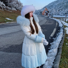 冰冰来了丨【星与海】小众梦幻渐变大毛领羽绒服收腰白鸭绒外套