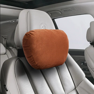 Neck Pillow Perforated Breathable – Headrest - upgraded-punched-suede-brown-single-pack