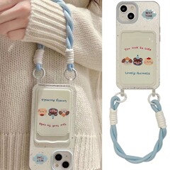 三只小熊挂绳卡包iPhone14promax苹果13手机壳12女11新款16创意