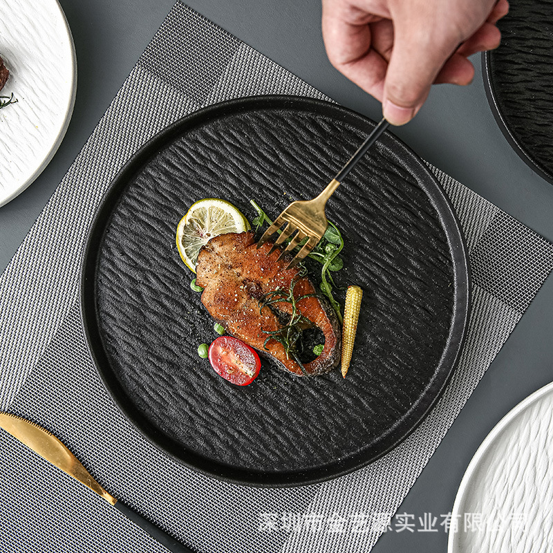 Steak Plate Ceramic Dinner Plate Household Steak Dish Plate High Beauty Value Plate Pork Plate Internet Popular Tableware Commercial Western Food Plate
