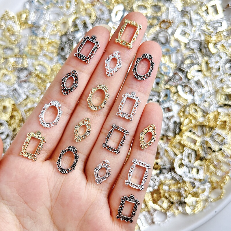 New Retro Photo Frame Nail Art Jewelry Three-Dimensional Hollow Pattern Nail Art Relief Accessories Nail Sticker Decoration