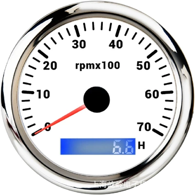 automobile instrument: 7-Color Adjustable Backlight - 7000rpm-silver-edge-white-base