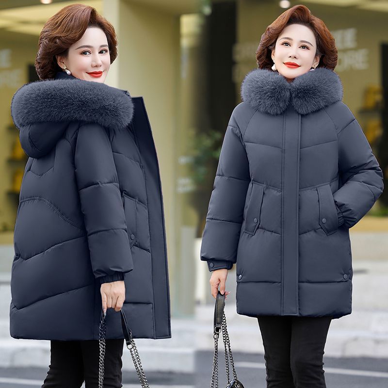 妈妈装加厚棉服中长款棉衣2025年新款大码中老年女装冬季棉袄外套|undefined