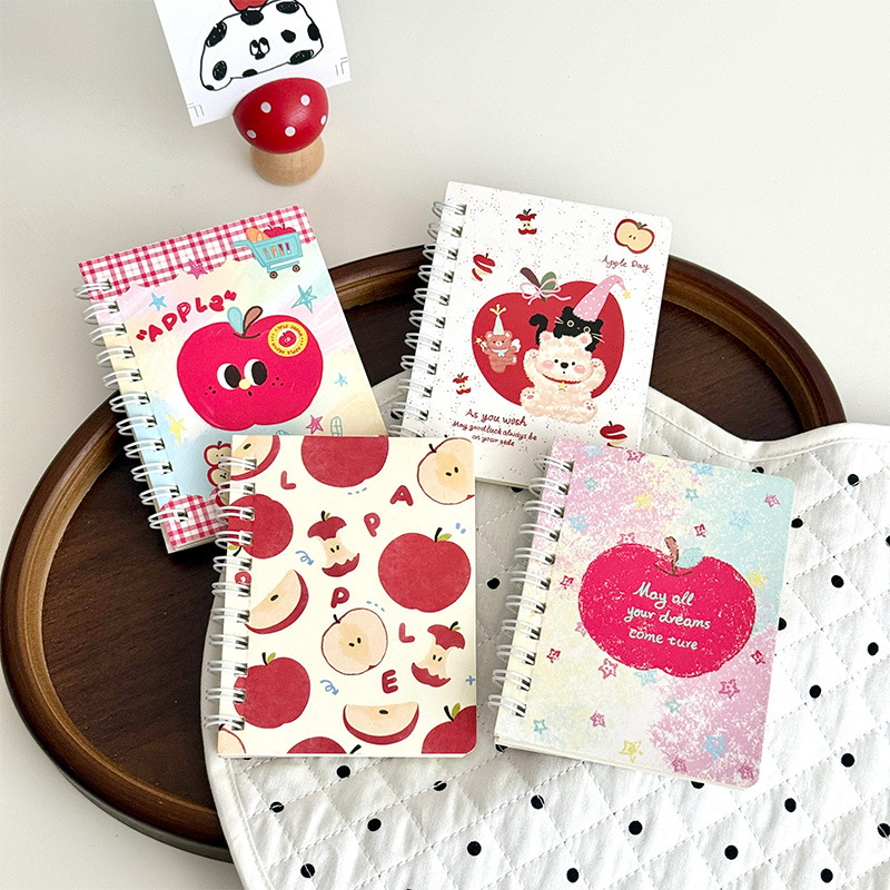 Cute cartoon spiral notebook, high aesthetic portable pocket notebook, A7 side-flip small notebook, creative student message and note-taking notebook Cute cartoon spiral notebook, high aesthetic portable pocket notebook, A7 side-flip small notebook, creative student message and note-taking notebook