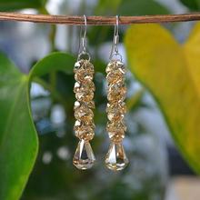 手工镀银仿奥地利水晶耳环高档长款女士奢华耳坠新款潮港风气质